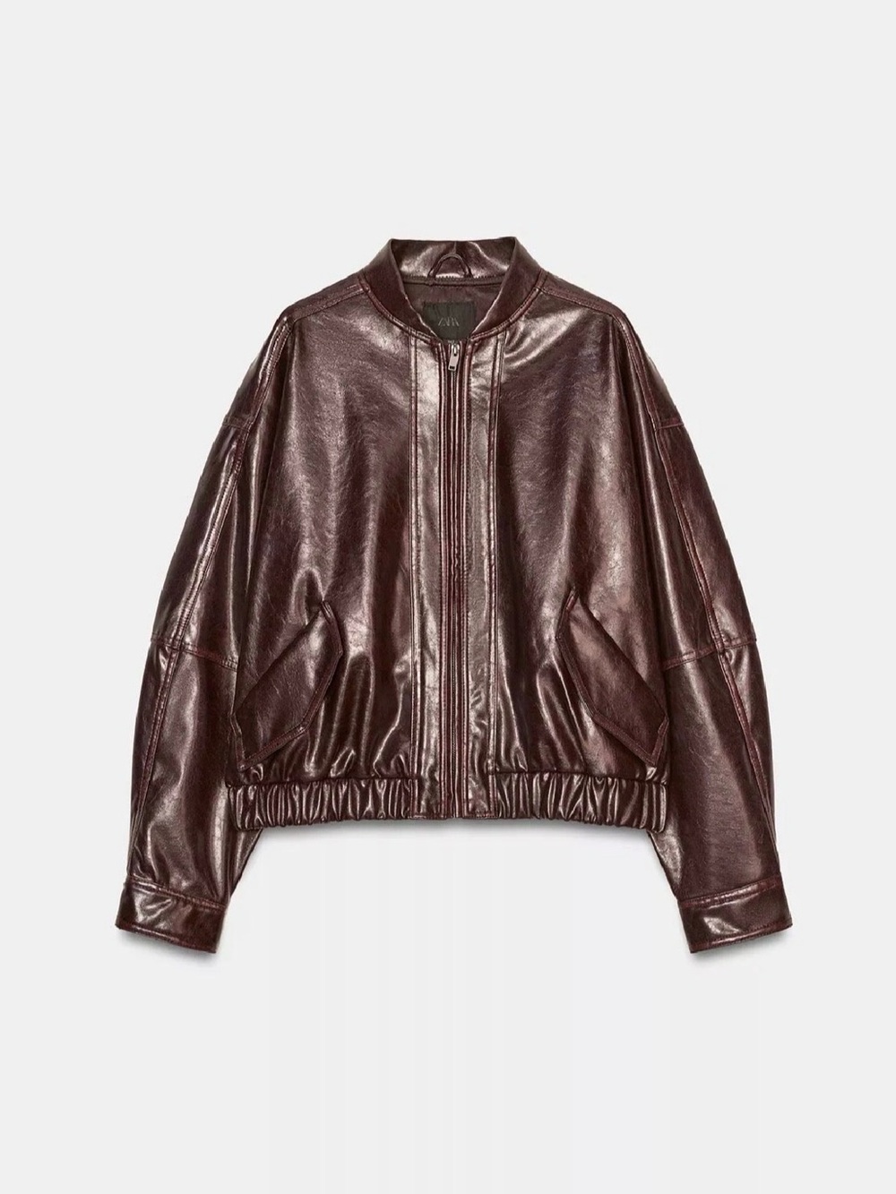 ZARA Faux Leather Bomber Jacket - Picture 3 of 6